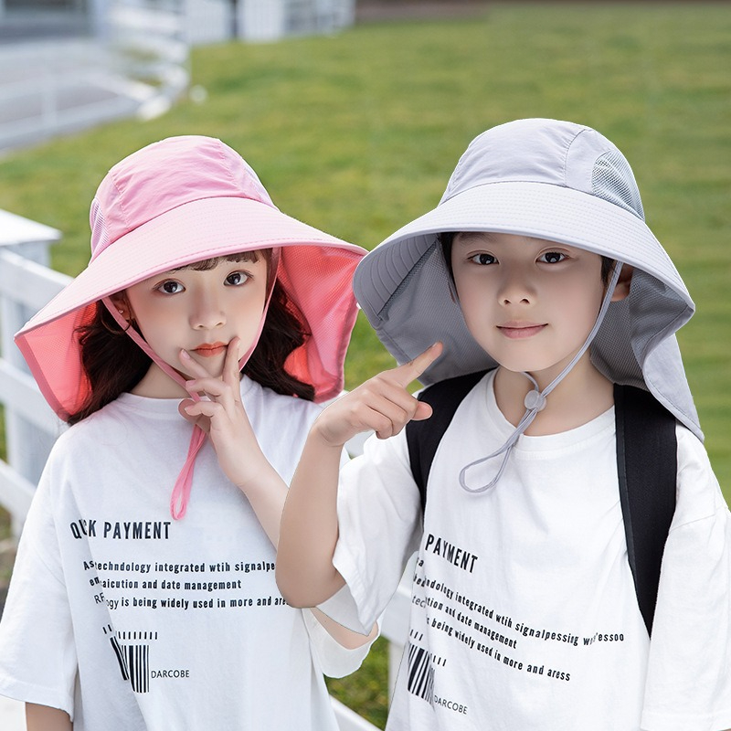 Fishing Equipment For Kids - Kinder-Sonnenhut mit Nackenklappe, UV-Schutz, Sommer-Kleinkind-Strandhut, Unisex,