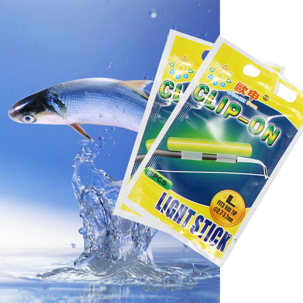 Night Float Fishing - Leuchtstäbe für Nachtangeln, 5er-Pack, fluoreszierende Angelruten-Clips,