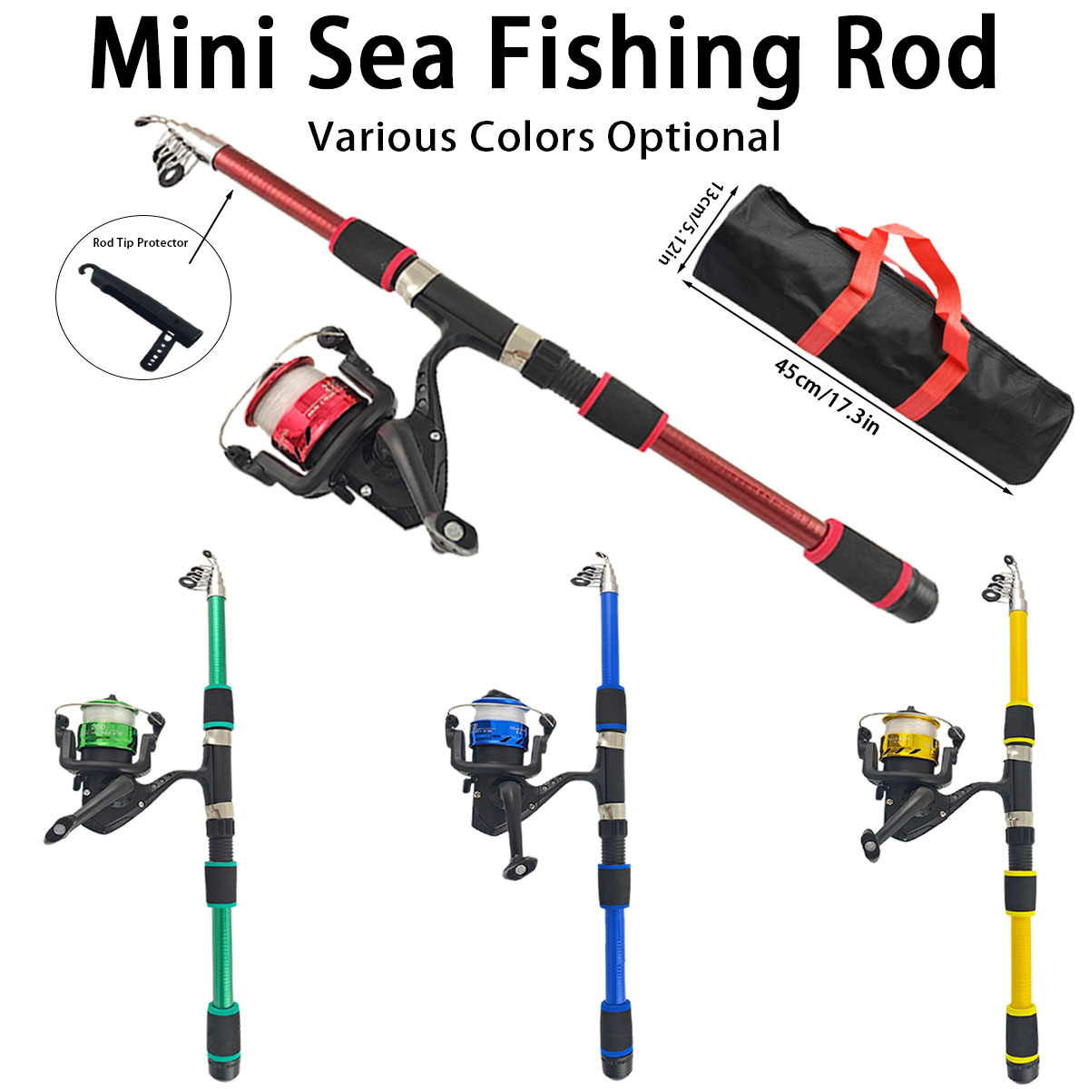 Fishing Equipment For Kids - Mini Teleskop-Meeresangelrute-Set mit Spinnrolle, EVA-Rutschfestem Griff,
