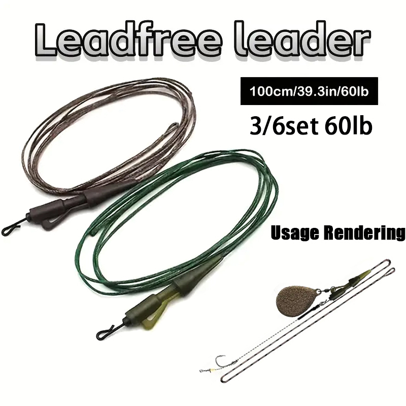 Fishing Equipment Bundle - 3/6pc CarpCarp Angelschnur Bereit Gebunden 100cm/27,22KG