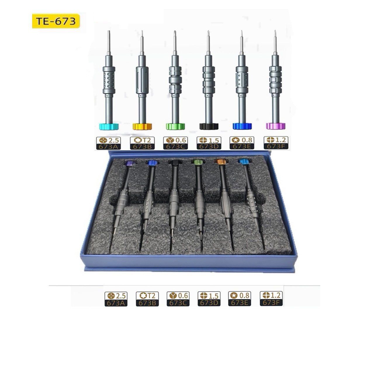 Fly Fishing Set - Hochpräziser Magnetischer Fliegenfisch-Schraubendreher TE-673/674 Hochpräzises Aluminiumlegierungs-Handwerkzeugset